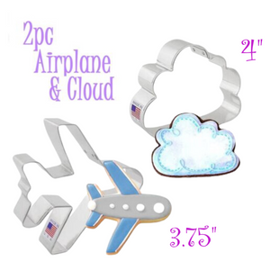 2pc Airplane and Cloud Cookie Cutter Set, 2pc Travel Cookie Cutters