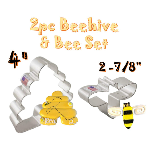 2pc Set Beehive and Bee Cookie Cutters, Cute Honeybee Ann Clark