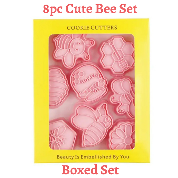  Cute Bee Cookie Cutters Set and Stamps Set