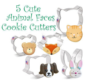 adorable animal faces cookie cutters set