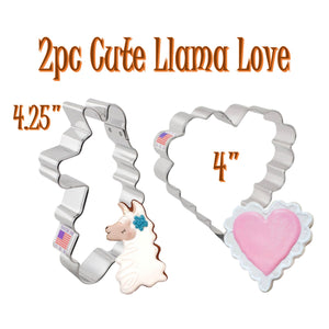 2pc Cute Llama Love Cookie Cutter Set, Ann Clark Llama and Scalloped Heart, FREE SHiPPiNG