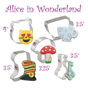 5pc Alice In Wonderland Cookie Cutter Set, FREE SHIPPING