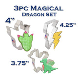 3pc Magical Dragon Cookie Cutter Set, Dragon Tracks and Lightning, Ann Clark