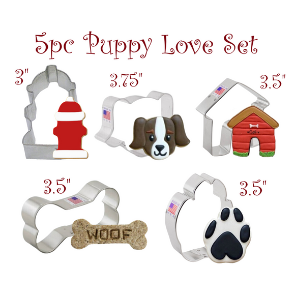 5pc Puppy Love Cookie Cutter Set, Dog Pet Shapes, Ann Clark