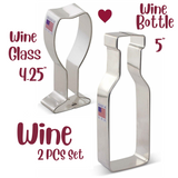 2pc Wine Lover's Cookie Cutters Set, Wine Bottle and Wine Glass, Ann Clark