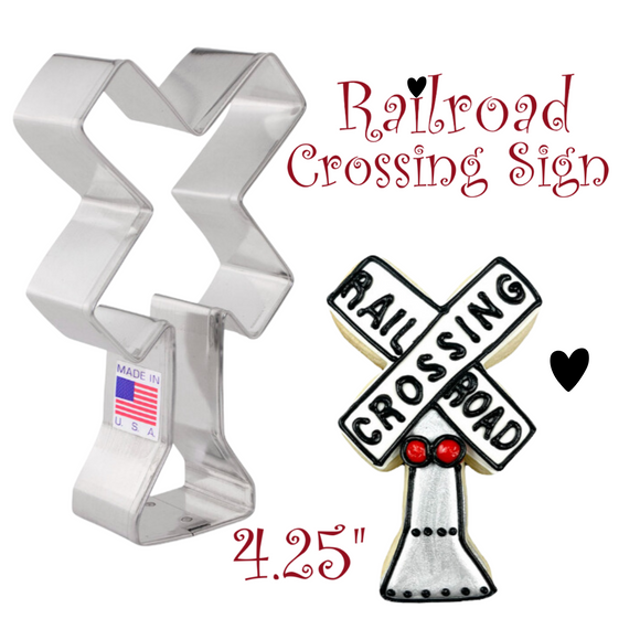 Railroad Crossing Sign Cookie Cutter, Train Theme for Kids Baking, Ann Clark