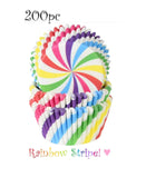 Rainbow Stripes Cupcake Paper Liners, Standard Paper Cups for Muffins and Baking