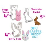 3pc Easter Bunny Cookie Cutter Set, Cute Rabbit Face Chocolate Bunny, Ann Clark 