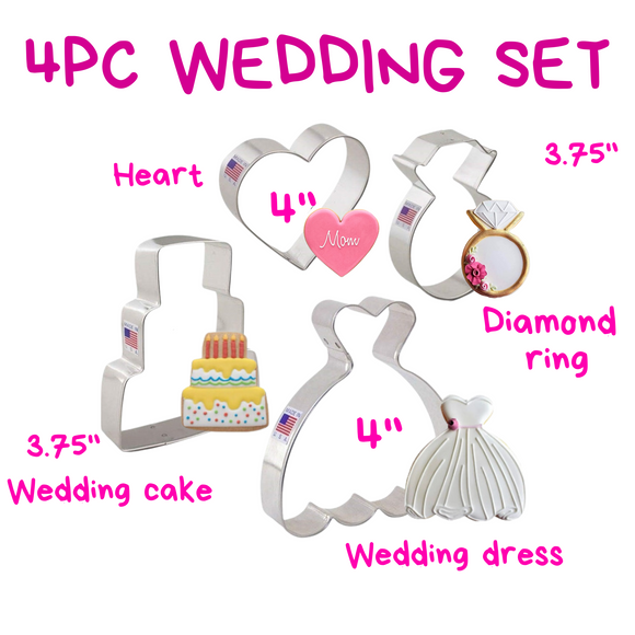 4pc Wedding Cookie Cutter Set, Ann Clark FREE SHiPPiNG