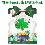 3pc Shamrock Nested Cookie Cutter Set, St Patrick's Day Shamrock Shape, Made in the USA