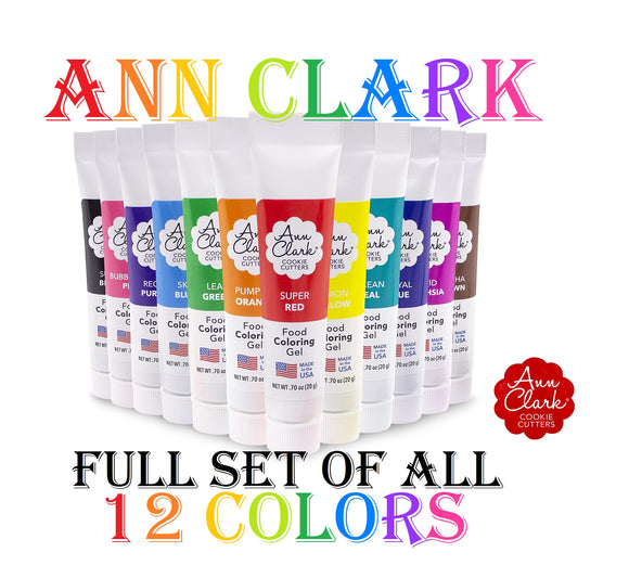 Full Set of 12 Food Coloring Gel, Ann Clark Gel Food Color