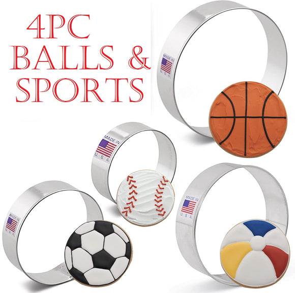 4pc Balls and Sports Cookie Cutter Set, by Ann Clark, FREE SHiPPiNG