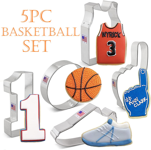 5pc Basketball Cookie Cutter Set, Ann Clark Sports Shapes