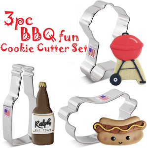 Summer Fun Cookie Cutter Set, BBQ Grill Hot Dog Soda Beer Bottle, Ann Clark