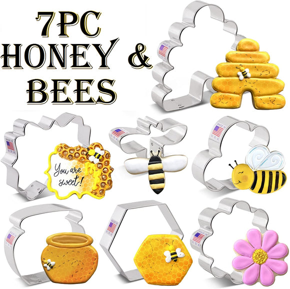 7pc Honey Bee Cookie Cutter Set, Cute Bee and Beehive by Ann Clark FREE SHiPPiNG