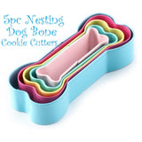 Set of 5 Nesting Dog Bone Cookie Cutters, Pastels Color Coated Steel