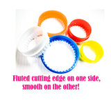 Fluted Circles Biscuit Cutter Set, 5pc Set Plastic Cookie Cutters GiFT