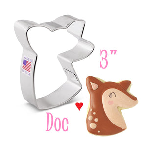 Cute Deer Doe Face Cookie Cutter, Animal Shapes, Ann Clark