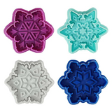 4 Christmas Snowflake Cookie Cutter  and Stamper Set, Winter Snow Baking