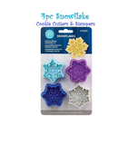 4 Christmas Snowflake Cookie Cutter  and Stamper Set, Winter Snow Baking