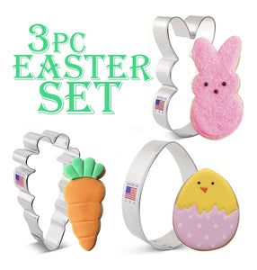 3pc Easter Cookie Cutters, Bunnies Carrots and Easter Egg FREE SHiPPiNG Ann Clark