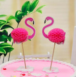 Pink Flamingo Paper Cupcake Cake Picks, Pink Honeycomb Flamingo Cake Decorations