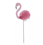 Pink Flamingo Paper Cupcake Cake Picks, Pink Honeycomb Flamingo Cake Decorations