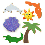 6pc Florida Cookie Cutter Set, Florida, Alligator, Sun, Palm Tree, Dolphin, Shell