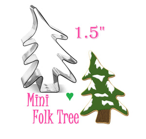 Mini Christmas Folk Tree Cookie Cutter, Holiday Baking