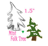 Mini Christmas Folk Tree Cookie Cutter, Holiday Baking