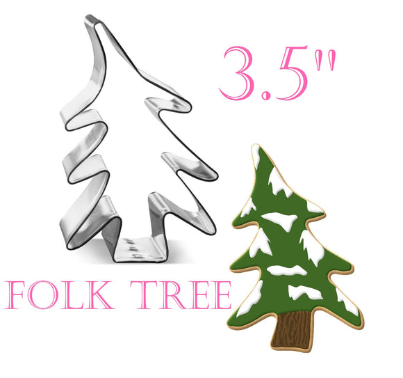 Christmas Folk Tree Cookie Cutter, Holiday Baking