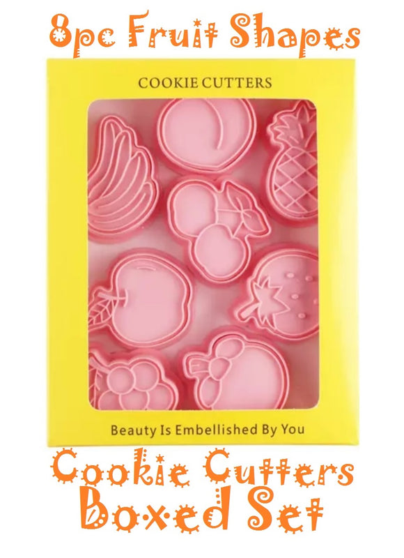 8 piece fruit shapes cookie cutter and stamps set