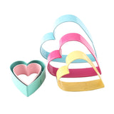 Set of 5 Nesting Pastel Heart Shape Cookie Cutters, Color Coated Steel