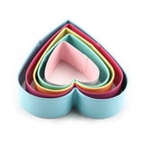 Set of 5 Nesting Pastel Heart Shape Cookie Cutters, Color Coated Steel