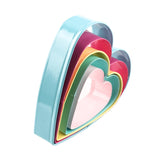 Set of 5 Nesting Pastel Heart Shape Cookie Cutters, Color Coated Steel