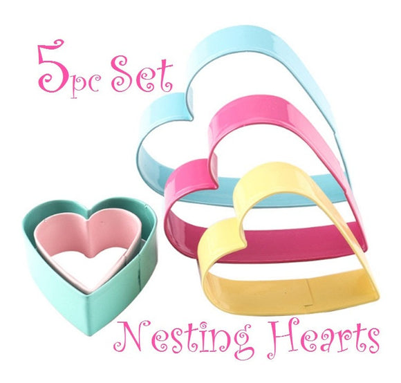 pastel nesting heart cookie cutters