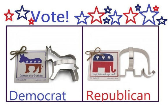 political symbols donkey and elephant cookie cutters