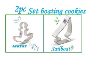 2 piece sailoat and boat anchor cookie cutter set, by Ann Clark