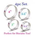 4pc round biscuit and cookie cutters