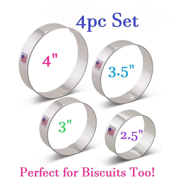 4pc round biscuit and cookie cutters