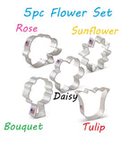 flower cookie cutters, 5 piece set