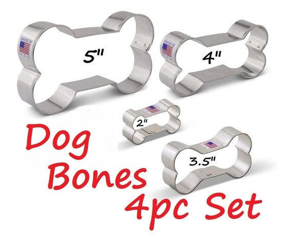 4 piece dog bone cookie cutters