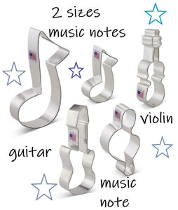 5 piece music lover's cookie cutter set