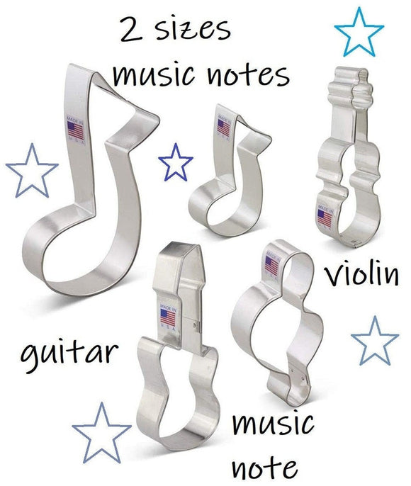 5 piece music lover's cookie cutter set