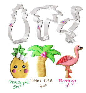 pineapple palm tree and flamingo cookie cutters