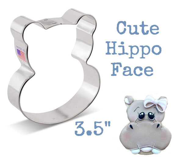 cute hippo face cookie cutter