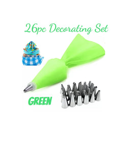 26pc Icing Tips  and Piping Bag Cake Decorating Set, Pro Cake Decorator Tools