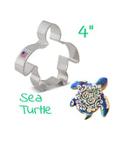 4" Cute Sea Turtle Cookie Cutter, Ocean and Beach Animal, Ann Clark