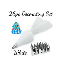 26pc Icing Tips  and Piping Bag Cake Decorating Set, Pro Cake Decorator Tools