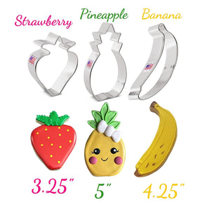 cute summer fruit 3pc cookie cutter set